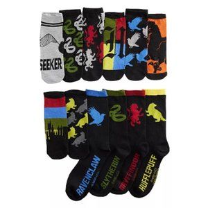 Men's 12 Days of Socks Harry Potter Hogwarts Crew/Low Cut Socks, Size 6-12